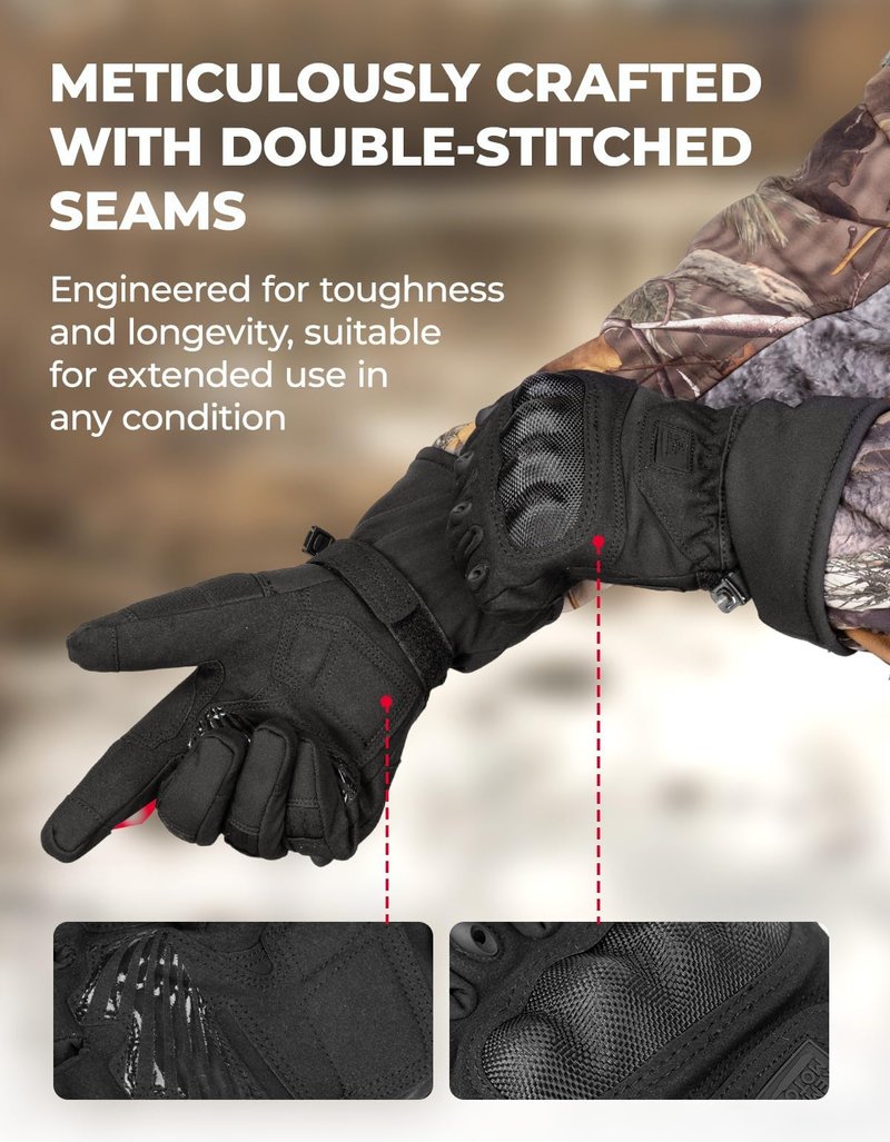 KEMIMOTO Winter Warm Motorcycle Gloves, Tactical Gloves for Men with Touchscreen Hard Shell & Palm Padding for Motorcycle Riding Tactical Airsoft Paintball Hiking Camping Climbing Black L