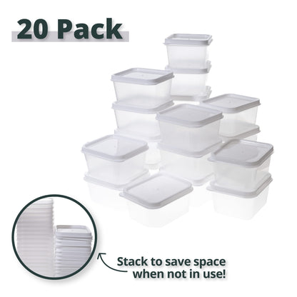 Greenco Mini Rectangular Storage Containers, 20 Pack, 2.03 Oz Reusable Small Plastic Storage Container Jars with Lids | Perfect for Baby Food, Snacks, Sauces, Candy, Freezer & Dishwasher Safe