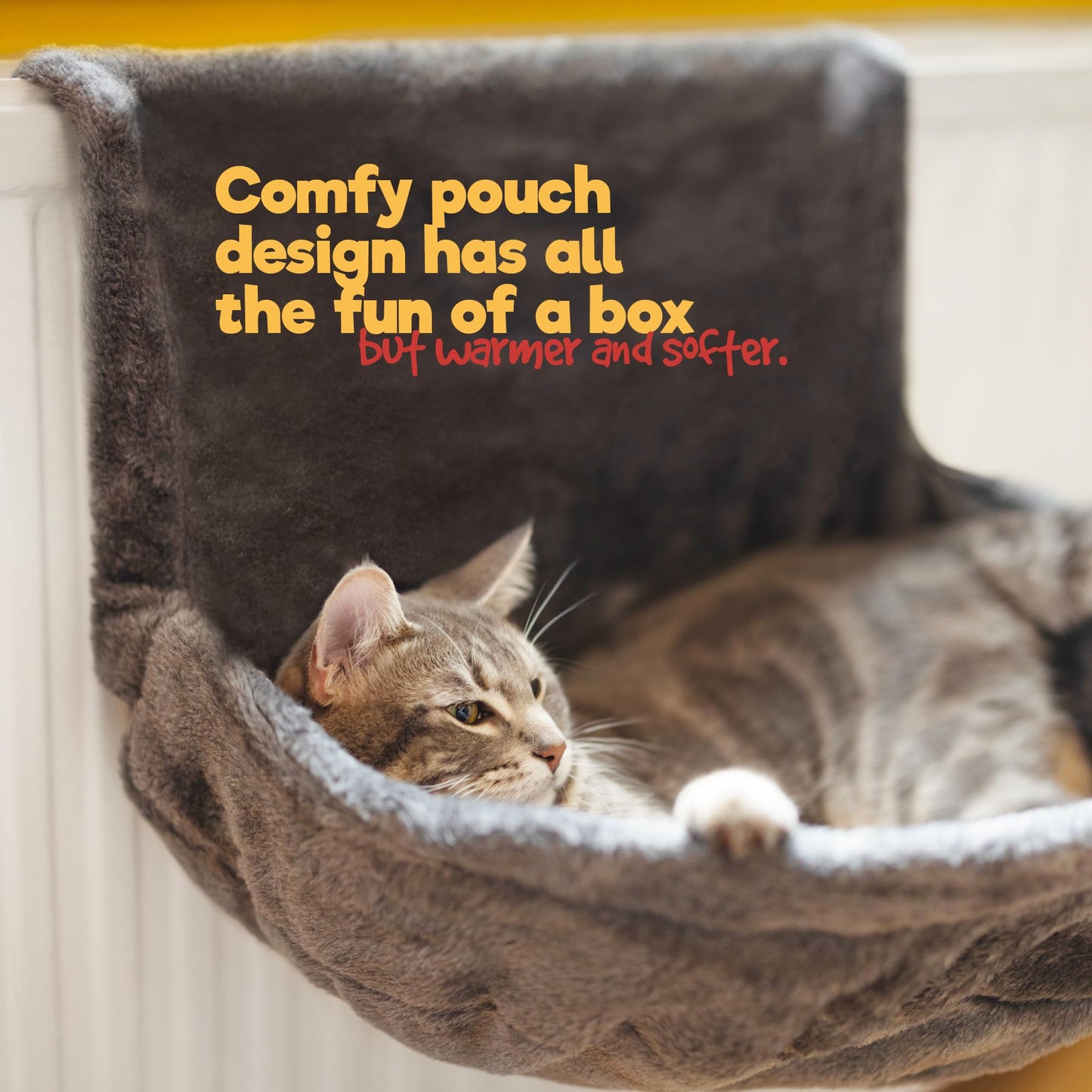 Petlicity Deluxe Radiator Cat Bed, Round Cosy and warm fleece beds Basket Cradle Hammock, Solid & Durable Iron Frame handling heavier Animals, Perfect for Cats, Kittens, Puppy Dog (GREY)