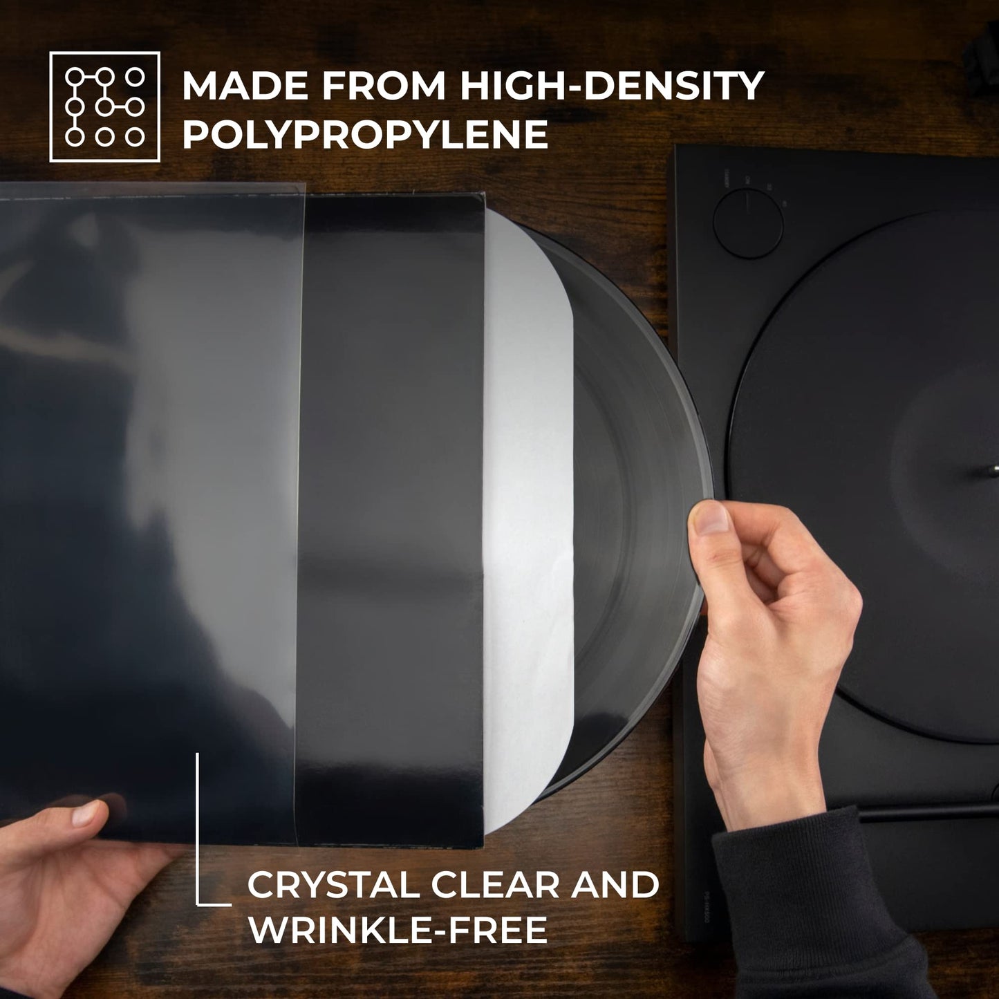 Big Fudge Vinyl Record Sleeves 100 x 12 LP - Durable & Wrinkle-Free Vinyl Outer Sleeves - Crystal Clear High-Density Polypropylene - 3 mil Thick, 12.75” x 12.75” - Fits Most Gatefolds Double LPs