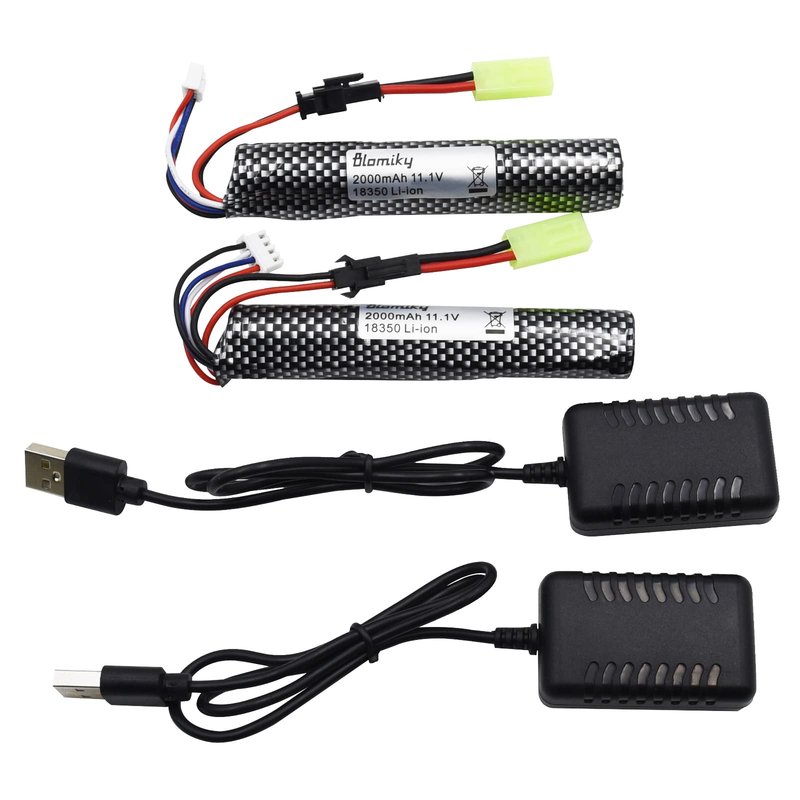 Blomiky 11.1V 2000mAH Li-ion 3S Rechargeable Battery Suitable for Air Soft Splatter Blaster / 183503 * 2
