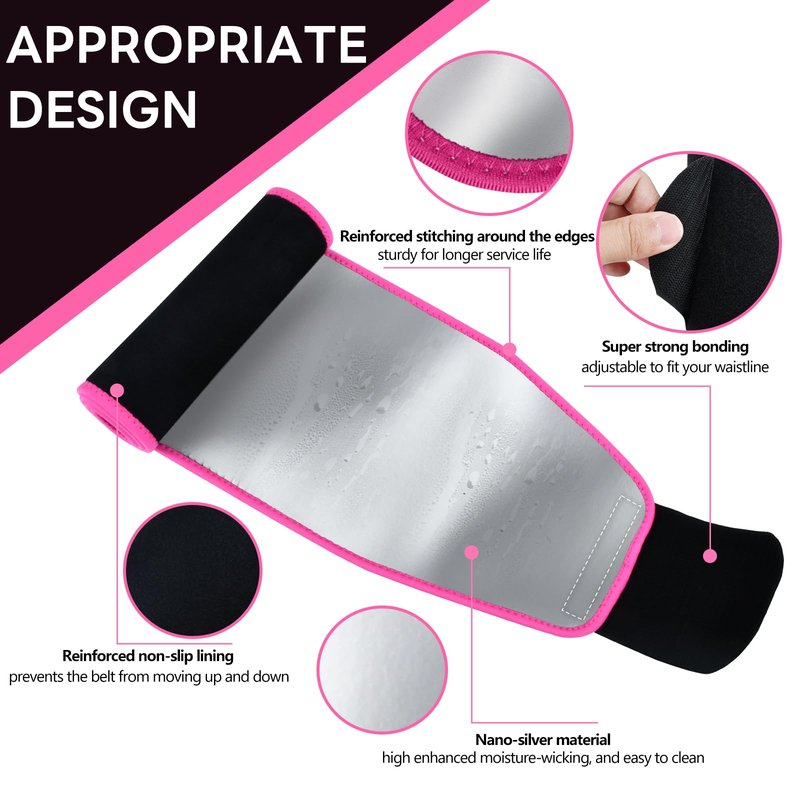 Lisacool Waist Trainer for Women Lower Belly Fat,Waist Sweat Band for Women,Belly Band Tummy Control & Workout Waist Trimmer Silver-red