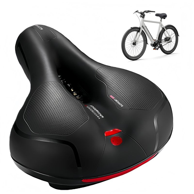 Bike Seat Cushion, Comfort Wide Bike Saddles with Dual Shock Absorption Balls for Men Women, Bicycle Seat Replacement Accessory Fit for Mountain or Road Bikes