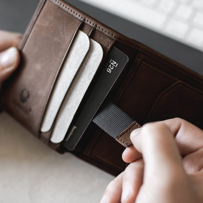 DONBOLSO Slim Wallet Rome I Genuine Leather Card Holder with Coin Pocket I Thin Purse with RFID Protection for Men and Women I Brown Vintage, Kids Wallets for Boys