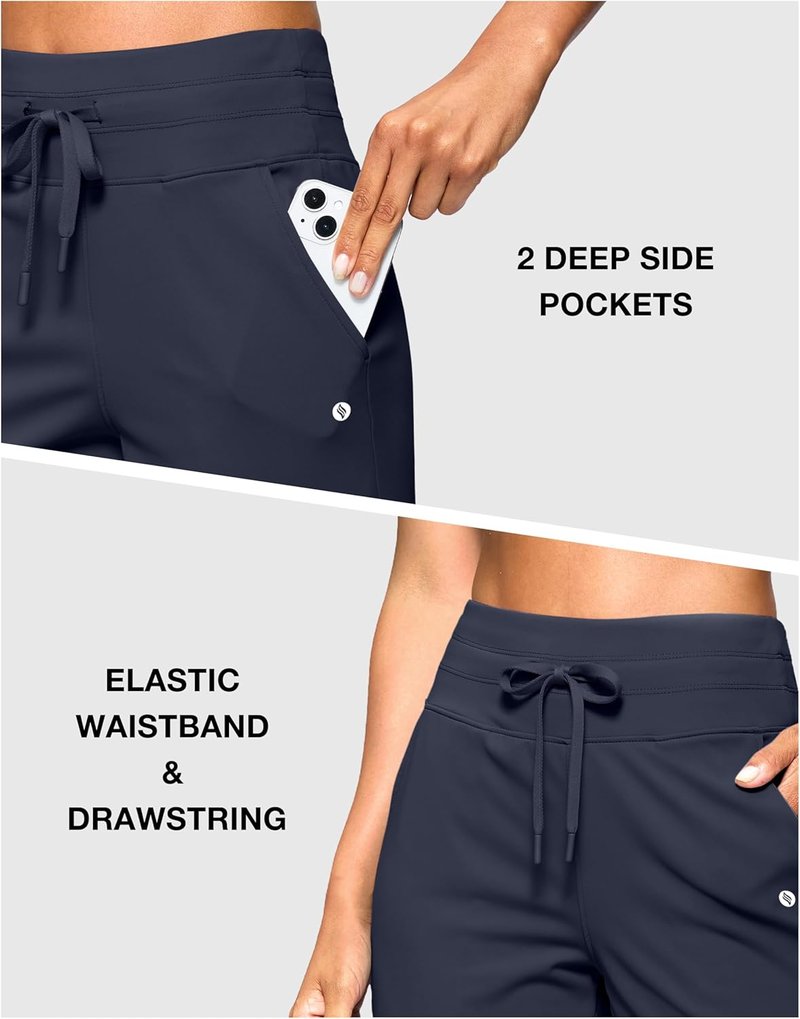 SANTINY Women's High-Waisted Bermuda Shorts - Athletic Knee-Length with Pockets for Workouts