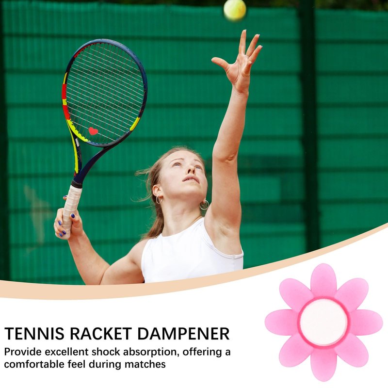 YELARXI Tennis Racket Vibration Dampener Soft Silicone Racket Shock Absorber, Fit for Tennis Racquet String - Flower Shaped (Light Pink, 3Pcs)