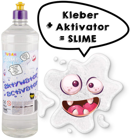 TUBAN Activator for Slime – Slime Magic – Solution for Glue – Compatible with any PVA Glue – Safe for Children – Made in the EU – Free from Harmful Substances – 1000 ml