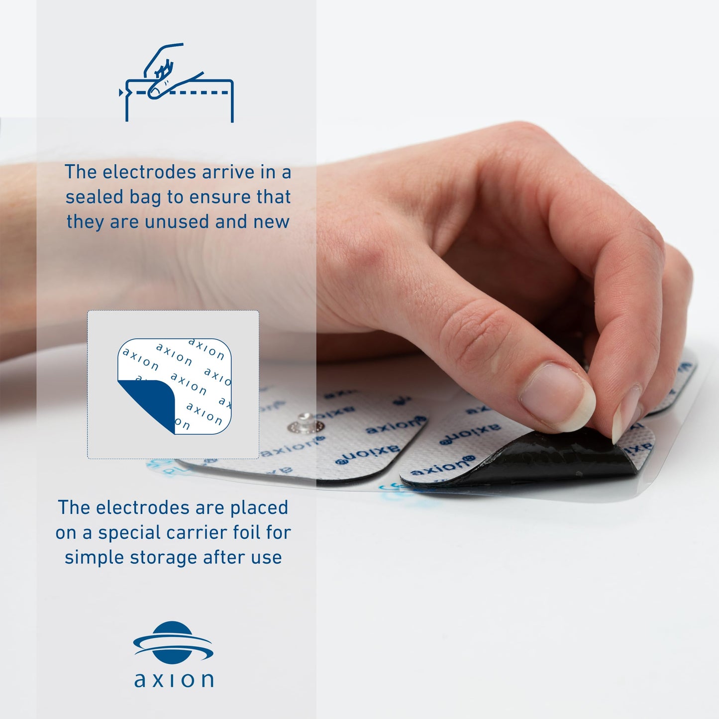 12 axion TENS Unit Electrode Pads Mix Set - 8 Square 2x2'' and 4 Rectangular 4x2'' Replacement Pads with 3,5mm Snap Button for TENS Machines and Muscle Stimulators | Reusable Self-Adhesive Electrodes