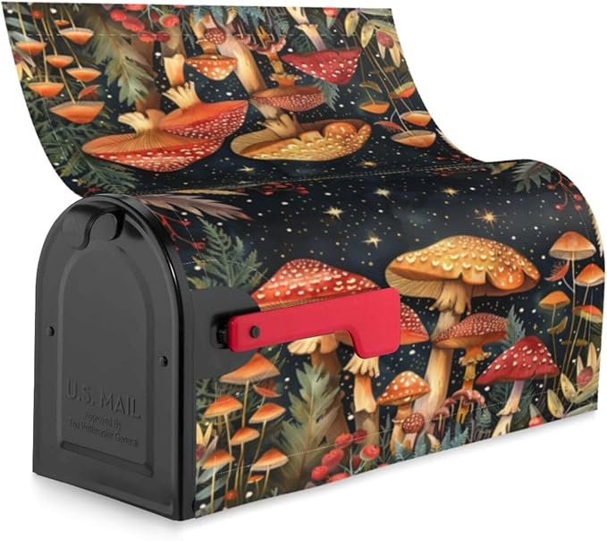 DADABULIU Mailbox Covers Mushroom Forest Vintage Magnetic Letter Post Box Cover Standard Size 21 x 18 Inch Garden Yard Home Decorative