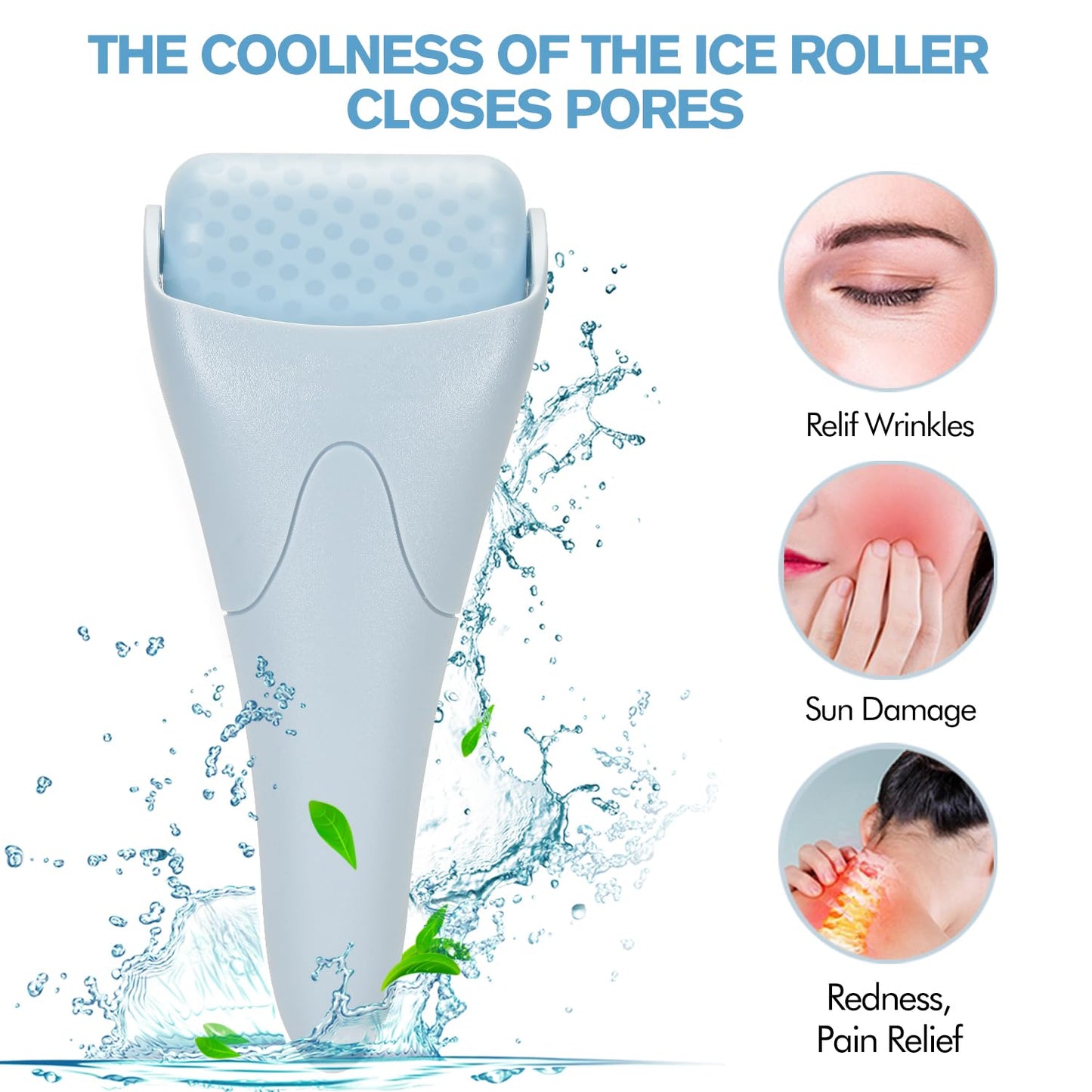 Fronnor Ice Roller for Face,Eyes,Women Gifts Idea,Therapeutic Cooling to Tighten Brighten Complexion and Reduce Wrinkles,Massager Under Eye Puffiness,Migraine and Pain Relidf (Haze Blue)