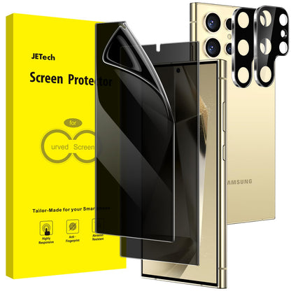 JETech Privacy Screen Protector for Samsung Galaxy S23 5G 6.1-Inch with Camera Lens Protector, Anti-Spy Tempered Glass Film, Fingerprint ID Compatible, 2-Pack Each