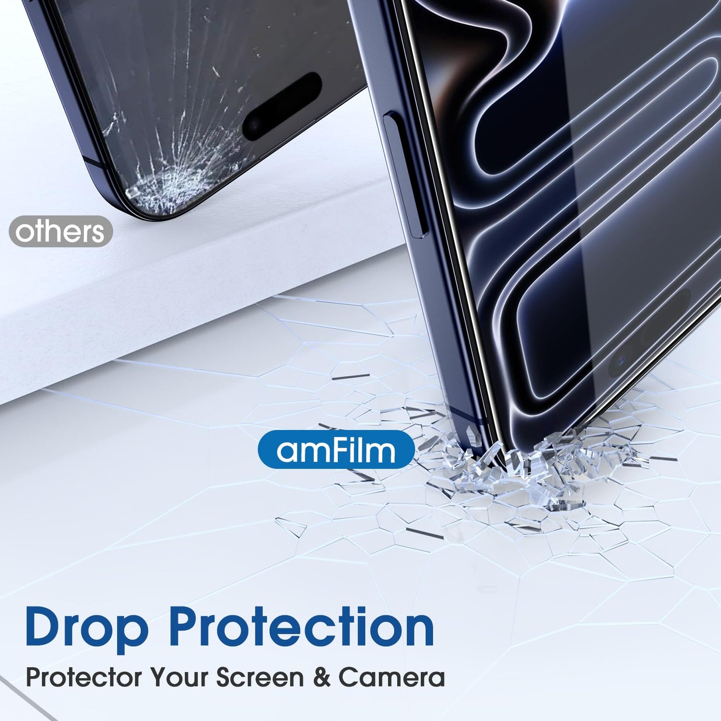 amFilm Easiest Installation OneTouch for iPhone 15 Pro Max Screen Protector [6.7 Inch] Tempered Glass + Camera Lens Protector, Auto-Alignment Tech, Bubble Free, Case Friendly, Anti-Scratch [2+2 Pack]