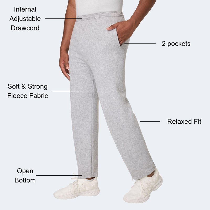 Hanes Mens Ecosmart Open Bottom Sweatpants, Midweight Fleece Open-hem For, Light Steel, 3X-Large US
