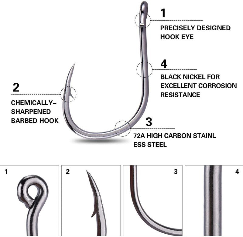 Goture Jig Hooks Set Kit with Fishing Tackle Box Fish Head Hooks (Fish Hook 500pcs（#6-#15）)