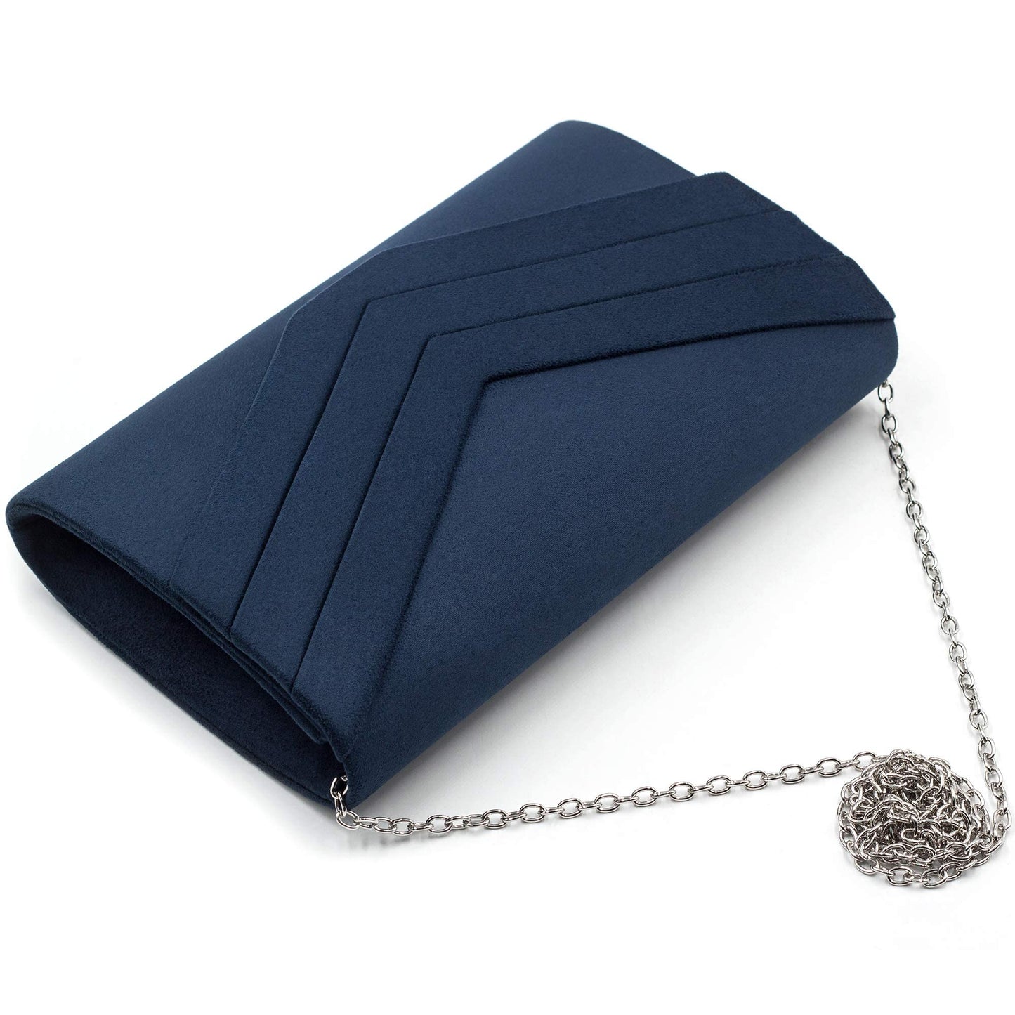 Milisente Clutch Bag for Women, Suede Clutch Bags for Wedding Shoulder Crossbody Evening Bag (Navy)