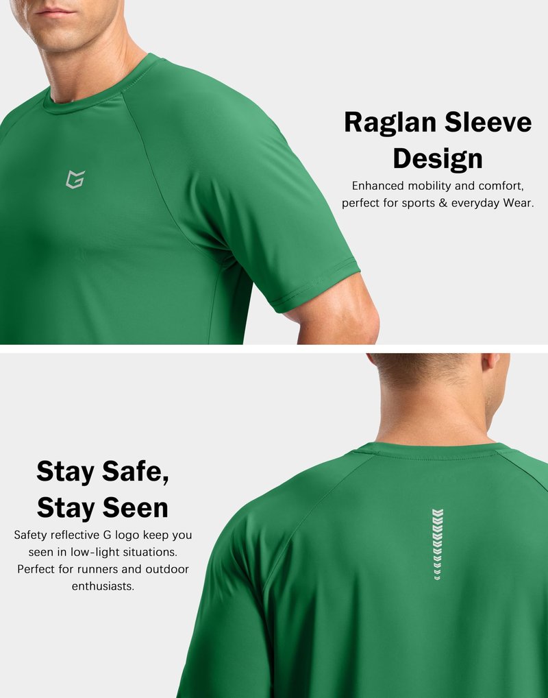 G Gradual Men's Athletic Workout T-Shirts Moisture Wicking Cooling Running Shirts Short Sleeve Performance Tee for Gym Tennis(Green,S)