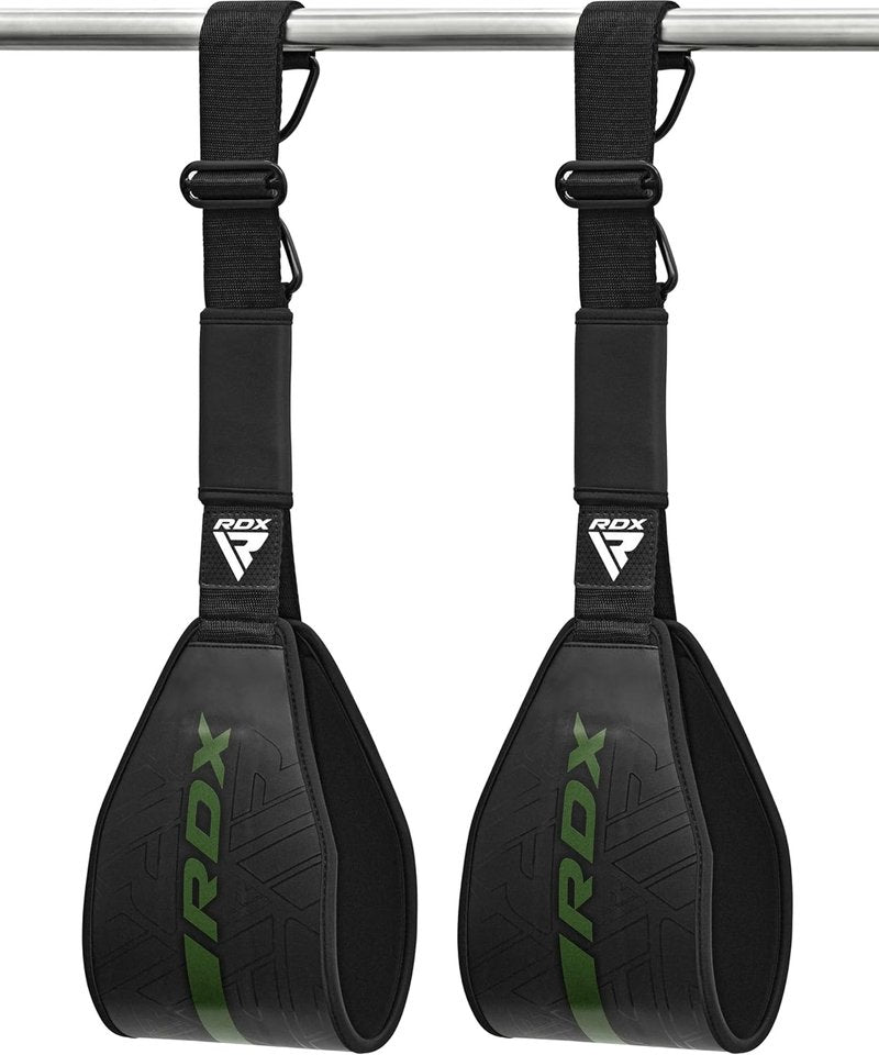 RDX AB Straps for Pull Up Bar - Maya Hide Leather Arm Support Slings for Abdominal Muscle Building | Padded D-Ring Design