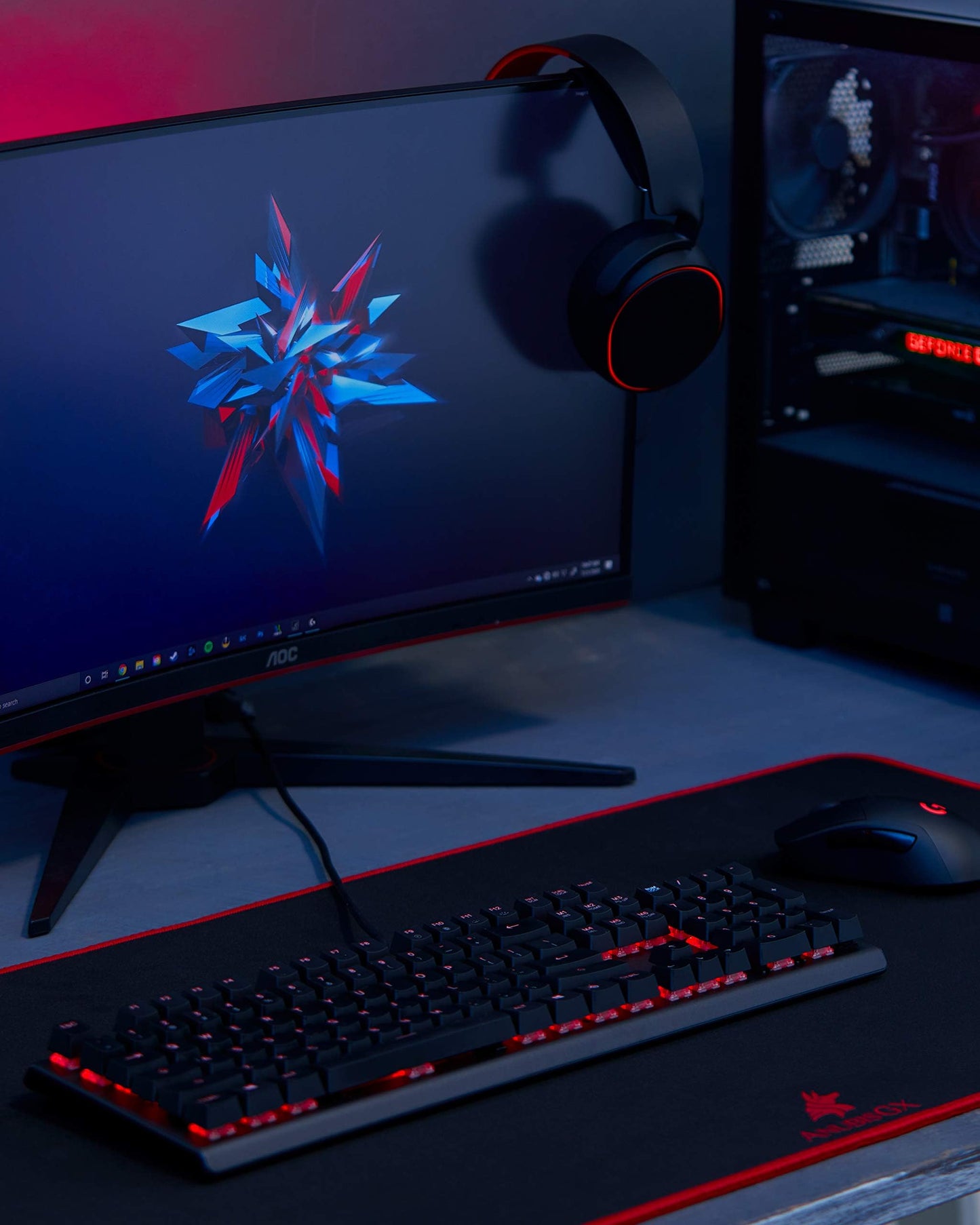 AnubisGX (68 Color/Size Options) Gaming Mouse Pad (Extended: 36x12), Black Pad with Stealth Black Stitching. Best Premium Waterproof Non RGB Non-Slip Computer Gaming XL Desk Mat