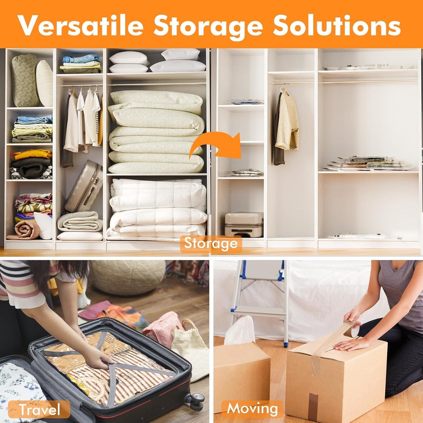 28 Pack Vacuum Storage Bags with Electric Pump, Plastic Packaging Bags,Space Saver Bag for Clothes, Mattress, Blanket, Duvets, Pillows, Comforters, Travel