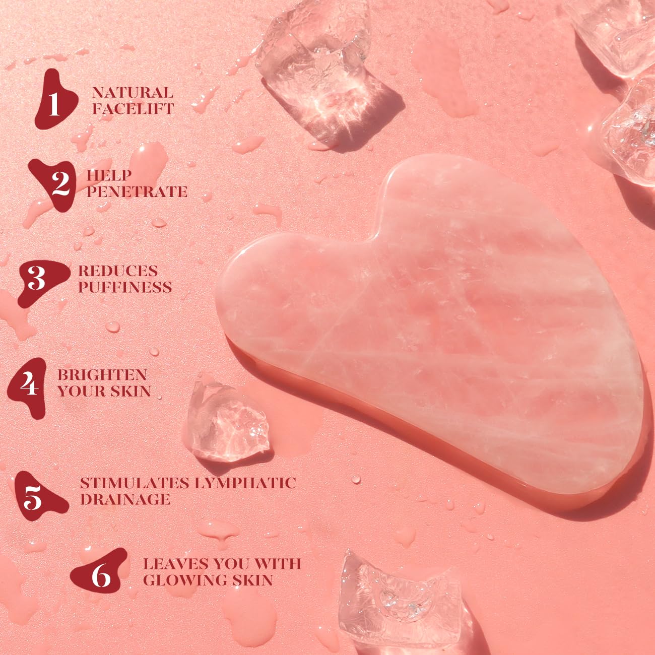 BAIMEI IcyMe Jade Roller & Gua Sha, Face Roller Redness Reducing Skin Care Tools, Self Care for Men Women, Massager for Face, Eyes, Neck, Relieve Fine Lines and Wrinkles - Rose Quartz