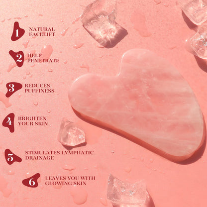 BAIMEI IcyMe Jade Roller & Gua Sha, Face Roller Redness Reducing Skin Care Tools, Self Care for Men Women, Massager for Face, Eyes, Neck, Relieve Fine Lines and Wrinkles - Rose Quartz