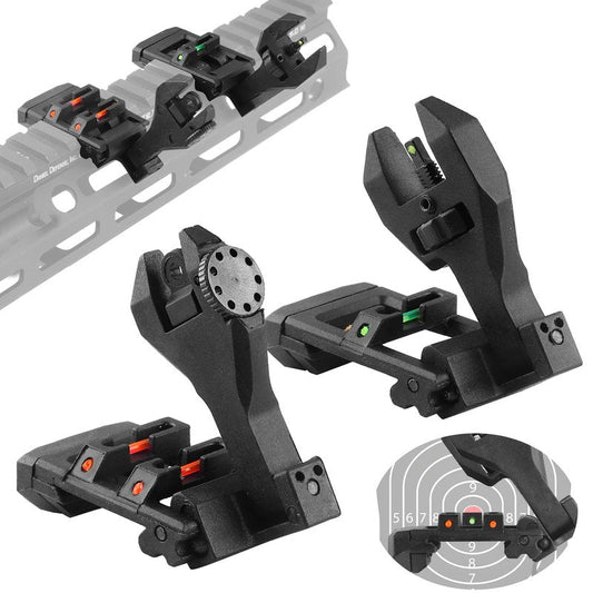 ZBULAR Fiber Optic Sights, Front and Rear Backup Sights with Green Red Fiber Optics Dots, Tool-Free Adjustable Front Sight Rapid Transition (Black)