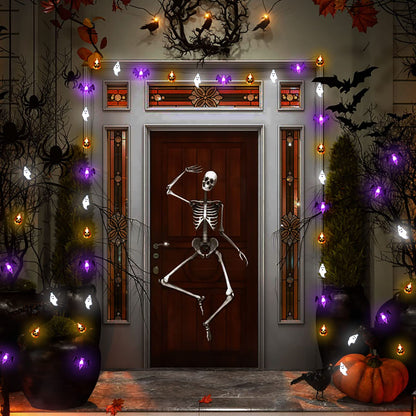 Halloween Lights Decorations, 16 FT 30 LED Waterproof 3D Pumpkin Bat Ghost Battery Operated String Lights with Timer, 8 Lighting Modes Fairy Light for Home Window Indoor Outdoor Halloween Party Decor