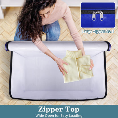 HomeHacks Moving Bags, 8-Pack Heavy Duty with Strong Zippers and Handles Collapsible Moving Supplies, Storage Totes for Packing & Moving Storing 93L-8 Pack (Blue)