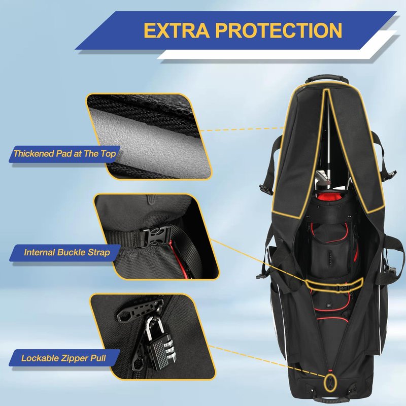 Gofly Golf Travel Bag for Airlines with Wheels, Lockable Zipper and Shoes Compartment, Soft-Sided Golf Club Travel Bag for Airline, Wear-Resistant Waterproof 900D Polyester Oxford