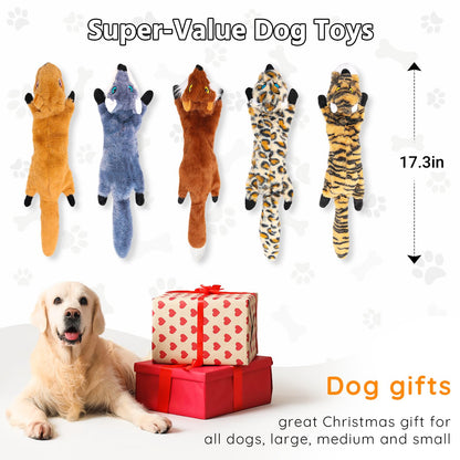 Newthinking No Stuffing Dog Toys, 5 Pack Squeaky Dog Toys Indestructible, Soft Plush Dog Toy for Small Medium Large Dogs