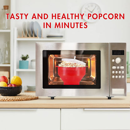 The Original Korcci Microwaveable Silicone Popcorn Popper, Microwave Popcorn Popper, Collapsible Microwave Popcorn Maker Bowl, No Oil Required, Use In Microwave, Dishwasher Safe (Blue)
