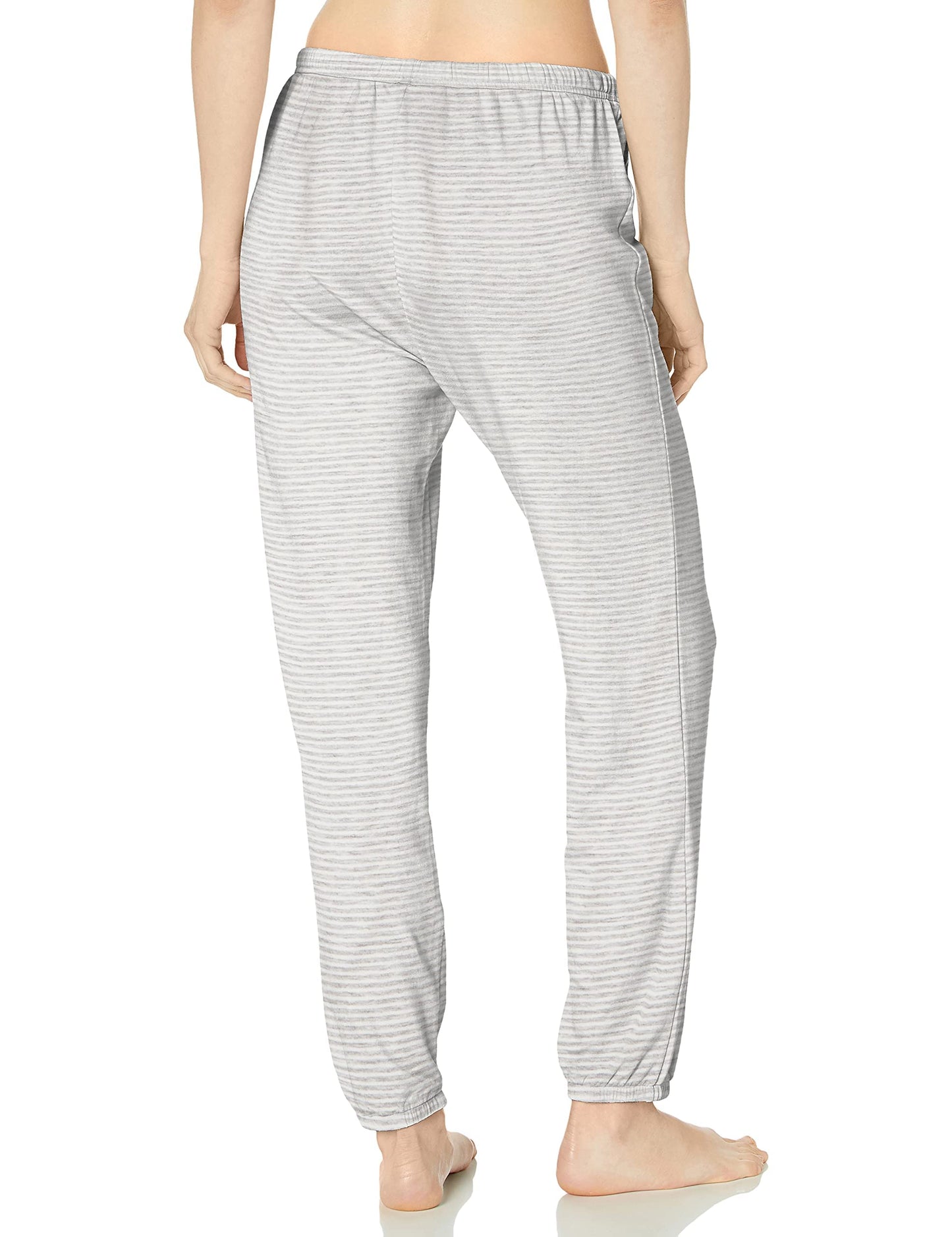 Amazon Essentials Women's Pajama Jogger - Lightweight Lounge Terry, Plus Size, Grey Heather Stripe, Medium