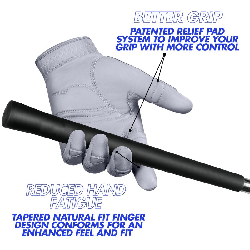Bionic Men's StableGrip with NaturalFit 2.0 Golf Glove with Dual Expansion Thumb for Best Fit - Premium Cabretta Leather… (Gray, Medium, Left)