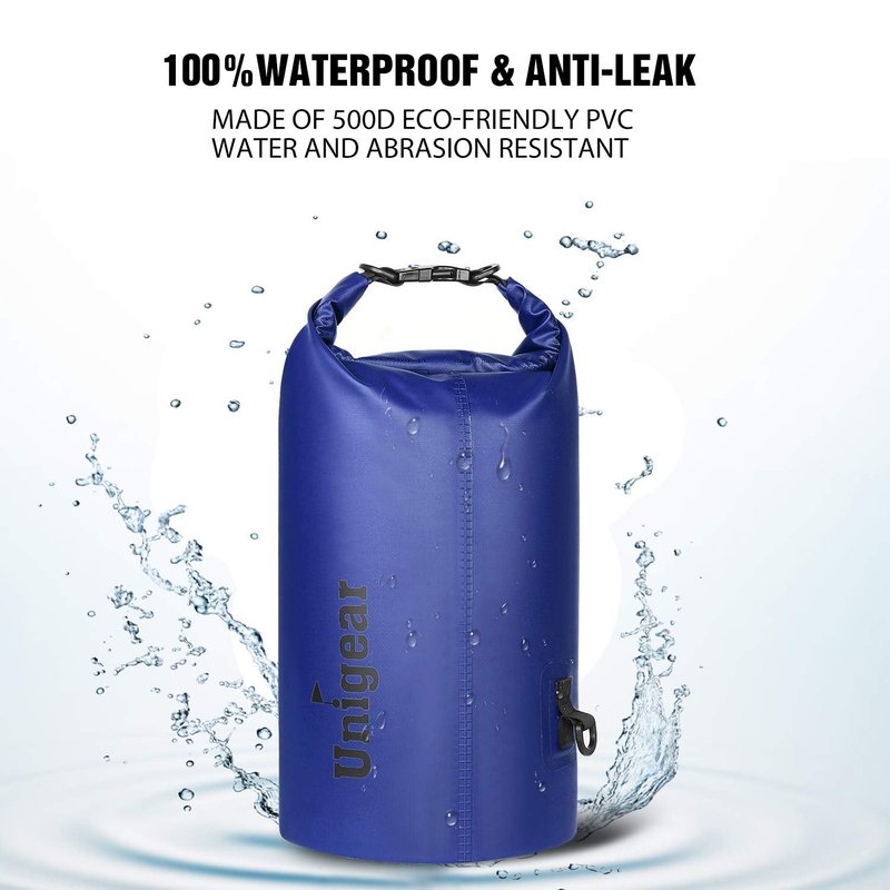 Unigear Dry Bag Waterproof, Floating and Lightweight Bags for Kayaking, Boating, Fishing, Swimming and Camping with Waterproof Phone Case (Blue, 10L)