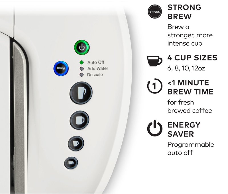 Keurig K-Select Single-Serve K-Cup Pod Coffee Maker, Matte White