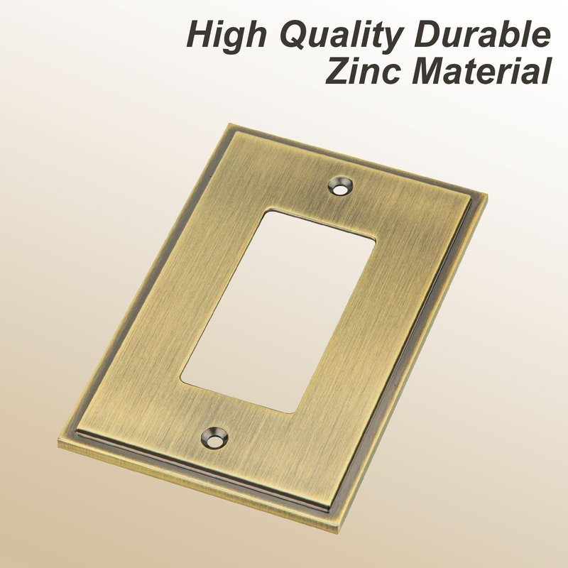 Henne Bery Soft Modern Decorative Wall Plate Switch Plate Outlet Cover (Single Decorator 2PK, Antique Brass)