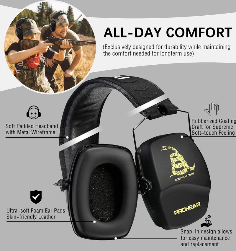 PROHEAR Ear Protection Earmuffs - Slim Design for Shooting & Noise Reduction