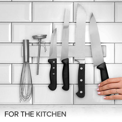 Modern Innovations 12 Inch Stainless Steel Magnetic Knife Bar with Multipurpose Use as Knife Holder, Knife Rack, Knife Strip, Kitchen Utensil Holder, Tool Holder, Art Supply Organizer, Home Organizer