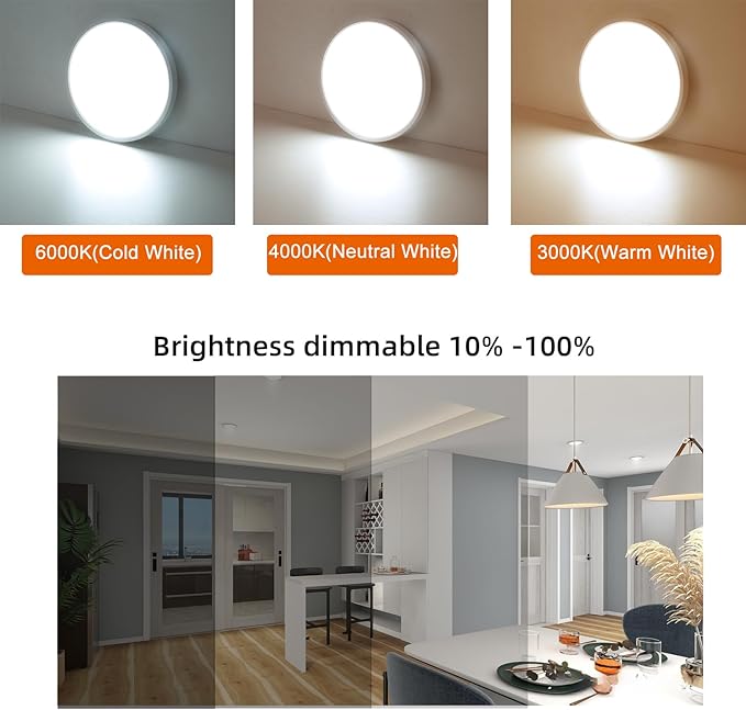 12 Inch Motion Sensor Ceiling Light Indoor Wired, LED Motion Sensor Light Indoor with Remote, Flush Mount Light Fixture for Closet Hallway Laundry Porch Pantry, White