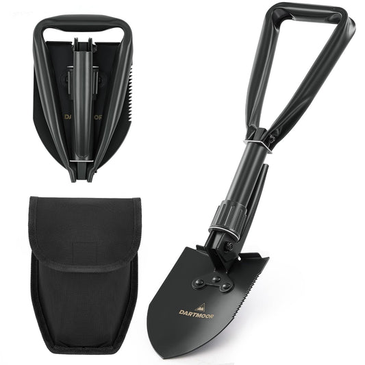 DARTMOOR Mini Folding Shovel High Carbon Steel, Portable Lightweight Outdoor Tactical Survival Foldable Mini Shovel, Entrenching Tool, Camping, Hiking, Digging, Backpacking, Car Emergency