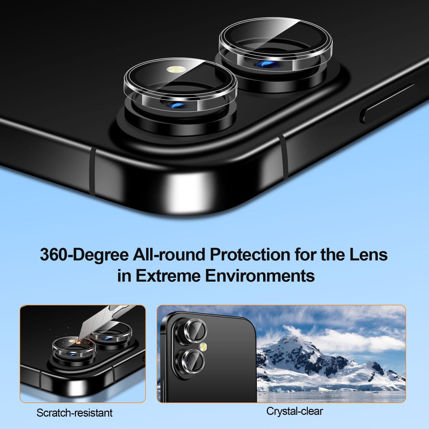 QHOHQ 3 Pack Screen Protector for iPhone 14 / iPhone 13 [6.1 Inch] with 3 Pack Tempered Glass Camera Lens Protector, Ultra HD, 9H Hardness,Case Friendly