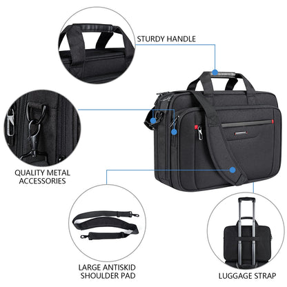 VANKEAN Laptop Briefcase Premium Laptop Case Fits 17.3 Inch Laptop Shoulder Bag Water-Repellent Messenger Bag for Men/Women Travel/Business/Black