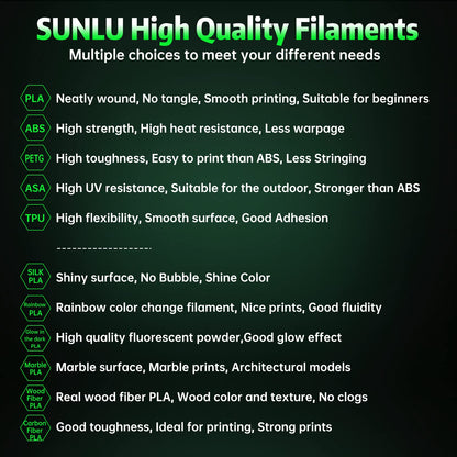 SUNLU Glow in The Dark PLA Filament, Neatly Wound Luminous PLA 3D Printer Filament 1.75mm Dimensional Accuracy +/- 0.02mm, Fit Most FDM 3D Printers, 1kg Spool (2.2lbs), Green PLA, Glow Green.
