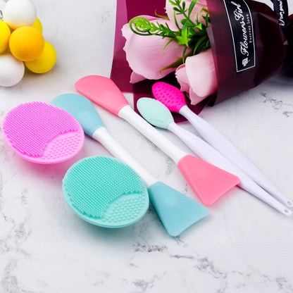5PCS Silicone Scrubber Set, Lip & Face Cleansing Brush and 2PCS Exfoliating Face Brush for Men & Women
