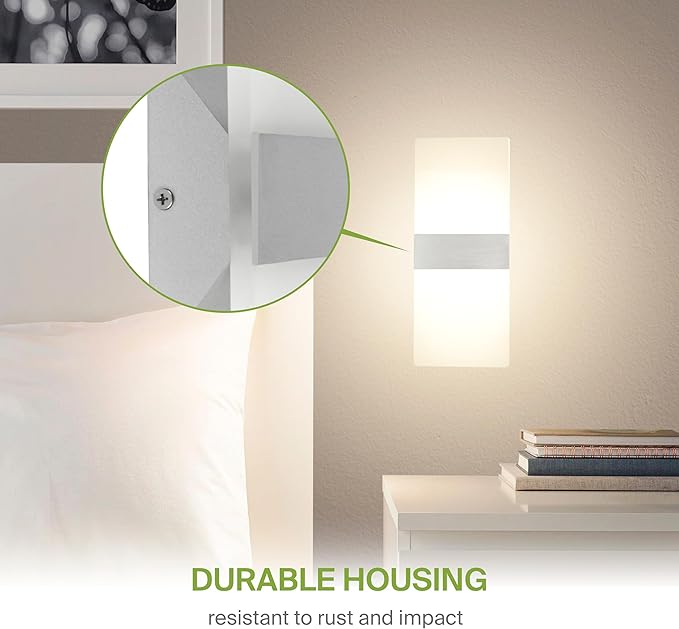 ASD 14 Inch LED Indoor Wall Sconce - Modern Interior 24W 120V 2700K-5000K Adjustable Dimmable Wall Mounted Light Fixtures, Acrylic Glass Wall Lights for Stairway, Hallway - ETL, Brushed Nickel 2 Pack