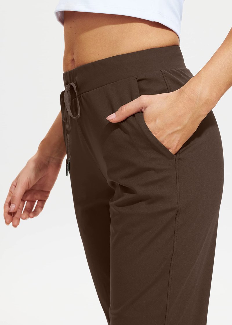 Libin Women's Joggers Pants Athletic Dance Sweatpants with Pockets Running Tapered Casual Pants for Workout,Lounge, Brown XL
