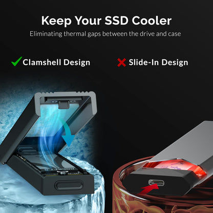 SABRENT M.2 NVMe Enclosure, Tool Free NVMe and SATA, 10Gbps External SSD Enclosure, Reusable Thermal Pad, Compatible with 2230 2242 2260 2280 (EC-SNVE)