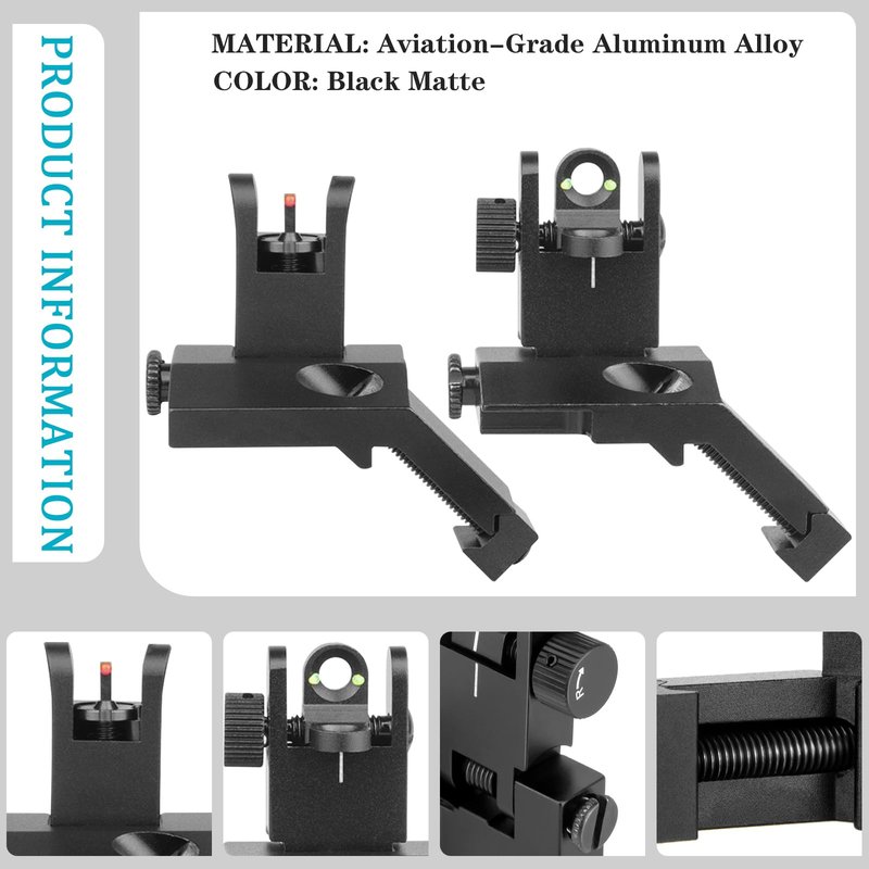 45 Degree Offset Iron Sights, Canted Iron Sights with Red and Green Dots, Flip Up Front Rear Sites Adjustable Front Sight Rapid Transition for Picatinny and Weaver Rails