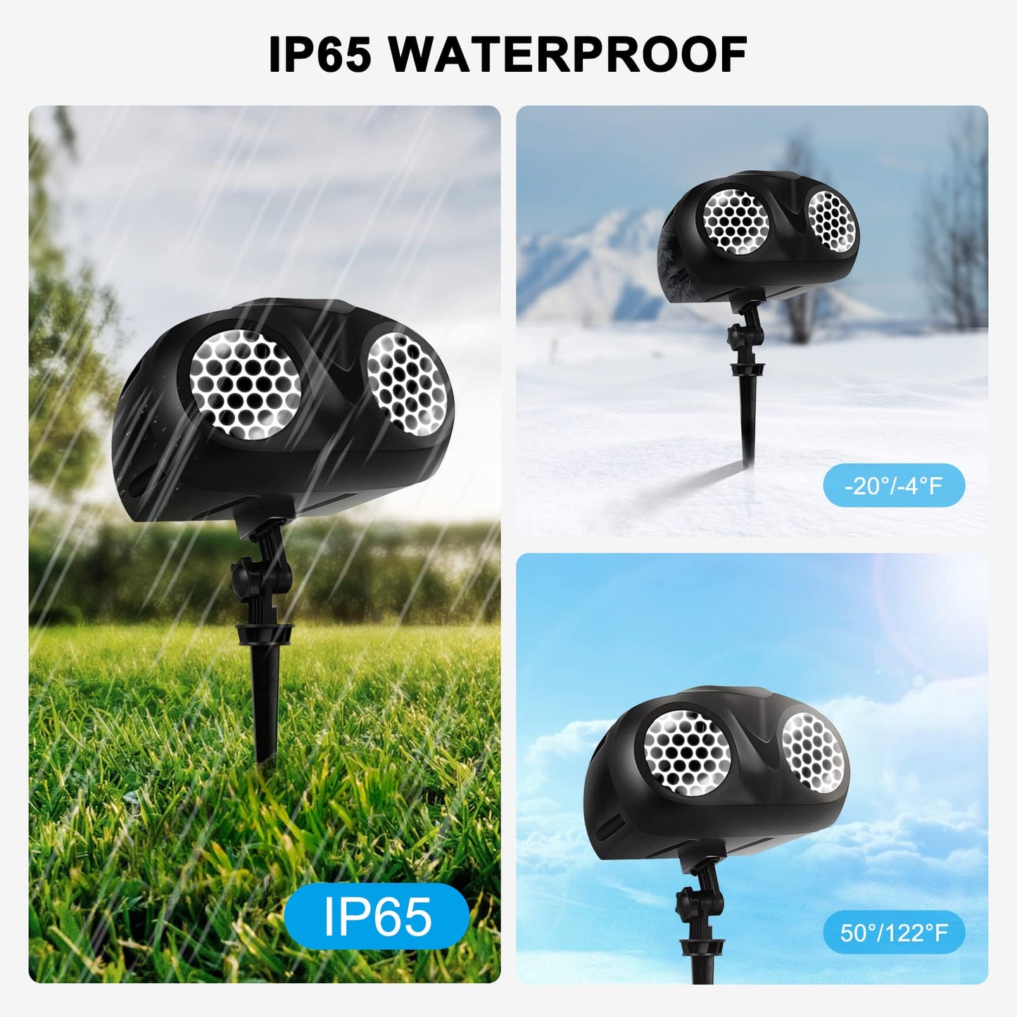 Christmas Snow Projector Lights, Dynamic Rotating Snowflake Projection Light Outdoor, IP65 LED Snow Spotlight Lightning for Halloween Xmas New Year Party Wedding Holiday Garden (Black)