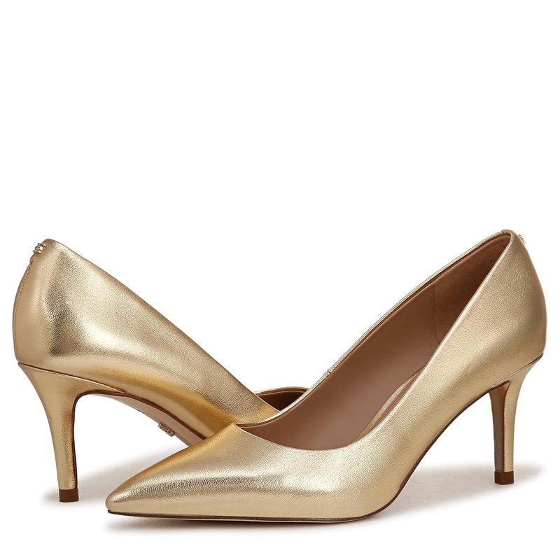 Sam Edelman Women's Vienna Pump Amber Gold Leather 13 Medium